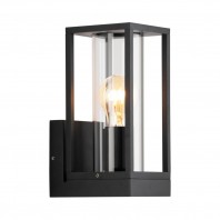 Mercator-Eleanor Outdoor Wall Light - Black With Clear Glass Shade